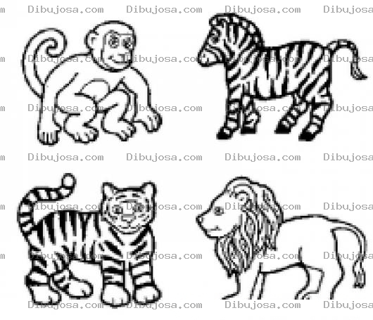 Dibujo para colorear Colorear Mono Cebra Tigre Y Leon