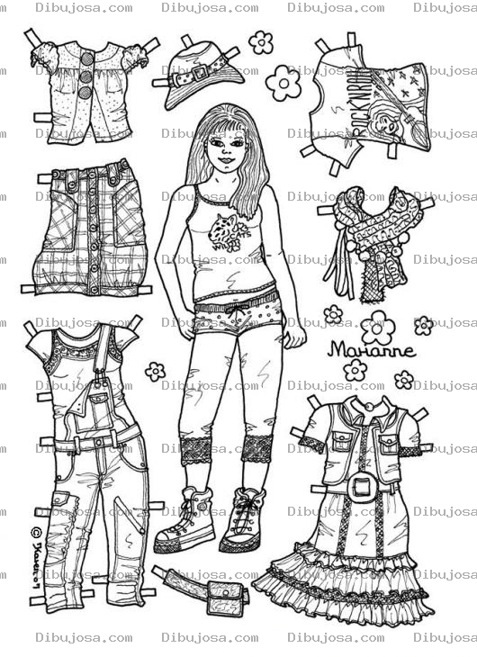 Dibujo para colorear Dibujo De Una Chica Para Vestir Con Ropa Recortable