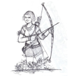 Dibujo para colorear Dibujo De Una Mujer Con Arco Para Pintar Y Colorear