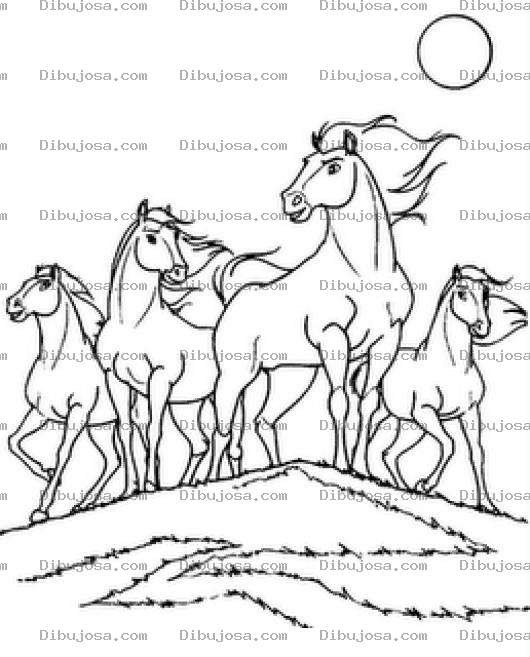 Dibujo para colorear Dibujo De Una Manada De Caballos Para Pintar