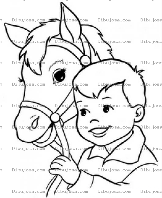 Dibujo para colorear Dibujo De Un Nino Con Su Caballo Para Colorear
