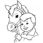 Dibujo para colorear Dibujo De Un Nino Con Su Caballo Para Colorear