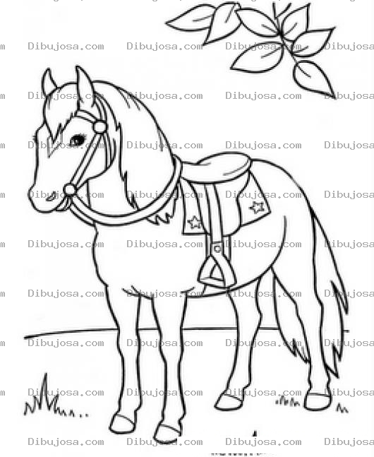Dibujo para colorear Caballo Con Silla De Montar Para Pintar
