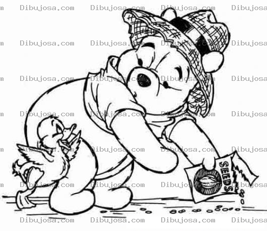 Dibujo para colorear colorear a Winnie pooh con un patito