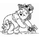 Dibujo para colorear colorear a Winnie pooh con un patito