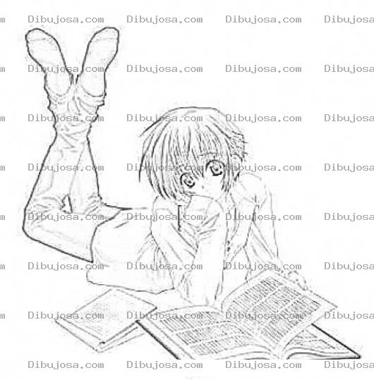 Dibujo para colorear Dibujo De Un Chico Estudiando Y Haciendo Sus Tarear