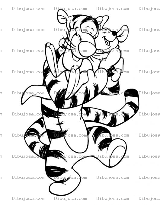 Dibujo para colorear Dibujo De Tiger Cargando A Pigglet Para Pintar