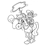 Dibujo para colorear Dibujo Del Pajaro Vaquero Sobre Su Caballo Para Colorear