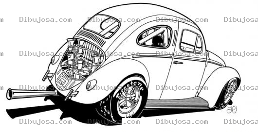 Dibujo para colorear Dibujo De Un Volkswagen Cucarachita Arreglado Para Competir