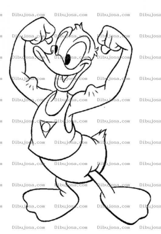 Dibujo para colorear Pato Donald Musculoso Para Pintar Y Colorear