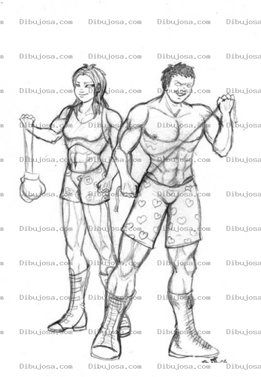 Dibujo para colorear Dibujo De Boxeador Y Boxeadora Para Colorear