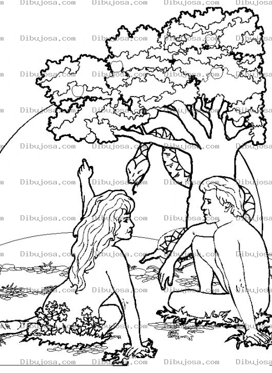 Dibujo para colorear Dibujo De Adan Y Eva En El Paraiso Para Colorear