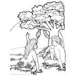 Dibujo para colorear Dibujo De Adan Y Eva En El Paraiso Para Colorear