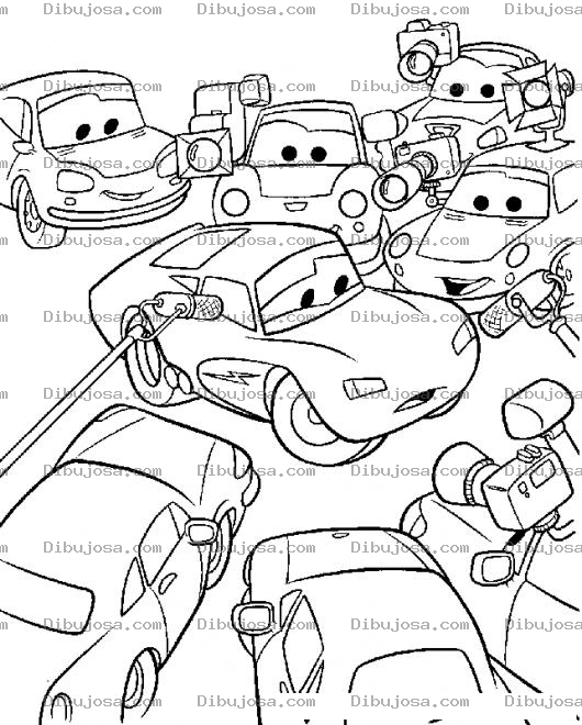 Dibujo para colorear Dibujo De Carros Reporteros Entrevistando Al Coche De Cars