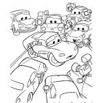 Dibujo para colorear Dibujo De Carros Reporteros Entrevistando Al Coche De Cars