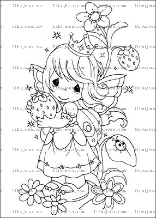 Dibujo para colorear Dibujo De La Princesita Fresita De Precious Momments Para Colorear