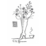 Dibujo para colorear Dibujo De Flores En Una Bota De Mujer Para Colorear