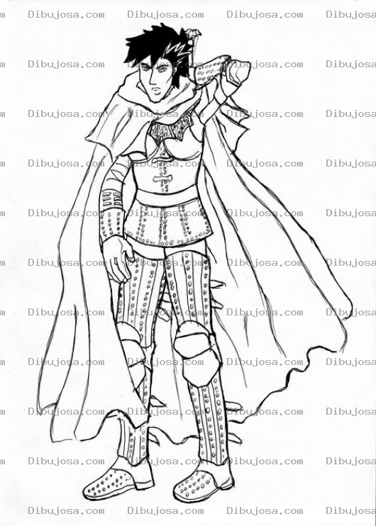 Dibujo para colorear Colorear Caballero Con Capa