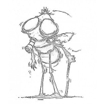 Dibujo para colorear Colorear Mosca Viejita Dibujo De Mosca Abuelita Con Baston