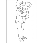 Dibujo para colorear Caillo y su mama