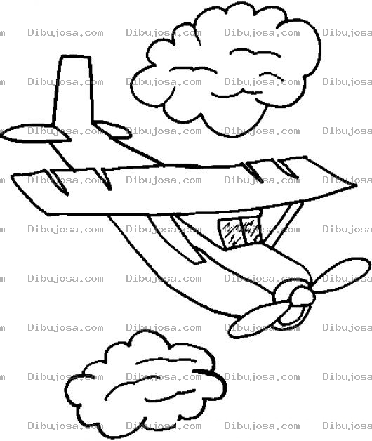 Dibujo para colorear Clorear Avioneta Entre Nubes