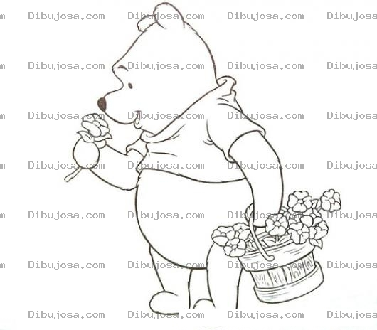Dibujo para colorear Colorear a Guini pu oliendo una flor