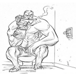 Dibujo para colorear Colorear Hombre Cagando Preocupado Porque No Hay Papel Toilet