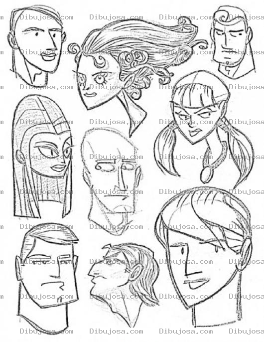 Dibujo para colorear Colorear Varias Cabezas