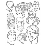 Dibujo para colorear Colorear Varias Cabezas