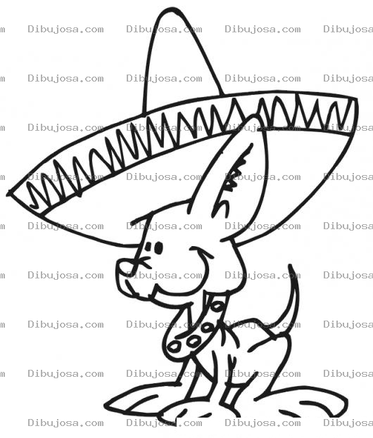 Dibujo para colorear Colorear Perrito Chiguagua Con Sombrero Mexicano