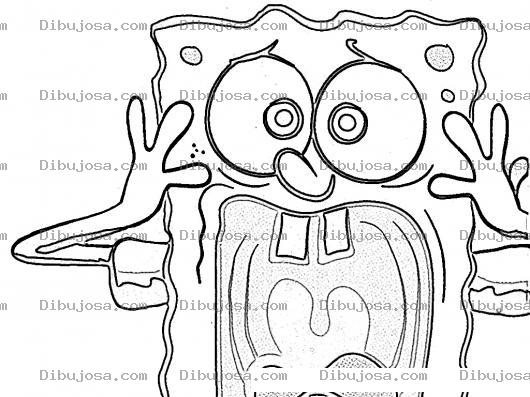 Dibujo para colorear Dibujo De Bob Esponja Gritando Para Colorear