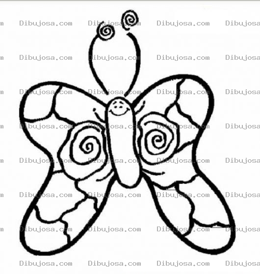 Dibujo para colorear mariposa con carita para colorear