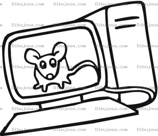 Dibujo para colorear Colorear Raton En La Computadora