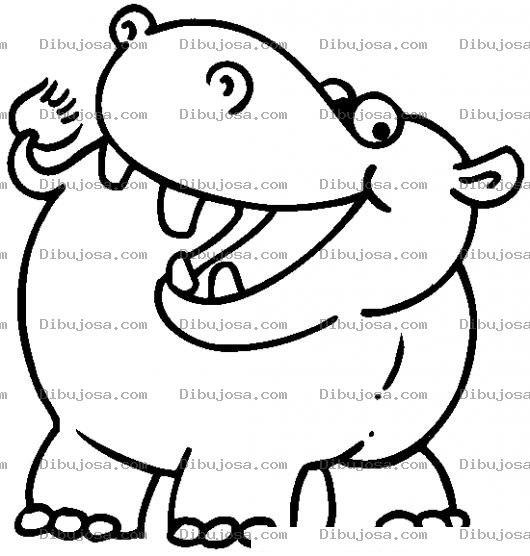 Dibujo para colorear Dibujo D Ehipopotamo Feliz Para Colorear