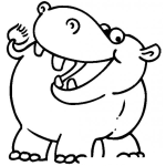Dibujo para colorear Dibujo D Ehipopotamo Feliz Para Colorear