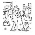 Dibujo para colorear Colorear Senora De La Limpieza Trabajando En El Muse De Esculturas Del Cuerpo Humano