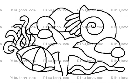 Dibujo para colorear Moluscos Del Mar Para Pintar Y Colorear