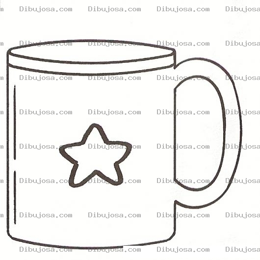 Dibujo para colorear Dibujo De Una Tasa Con Estrella Para Colorear