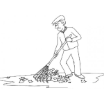 Dibujo para colorear Dibujo D Eun Hombre Barriendo Hojas Para Colorear