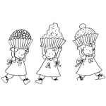 Dibujo para colorear Dibujo De Ninas Con Pastelitos Para Colorer
