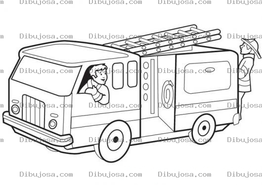 Dibujo para colorear Dibujo De Un Camion De Bomberos Manejado Por El Papa De Caillou Para Pintar Y Colorear