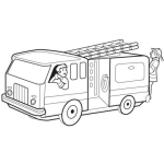 Dibujo para colorear Dibujo De Un Camion De Bomberos Manejado Por El Papa De Caillou Para Pintar Y Colorear