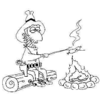 Dibujo para colorear Dibujo De Un Vaquero Cocinando Salchicas En Una Fogata