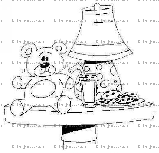 Dibujo para colorear Osito En Mesita De Noche Para Colorear