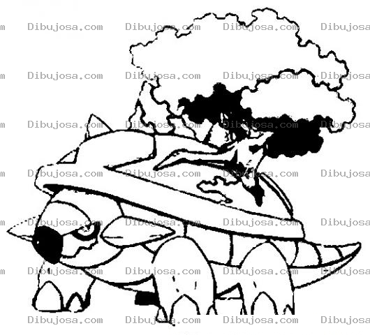 Dibujo para colorear Colorear Tortuga Torterra De Pokemon
