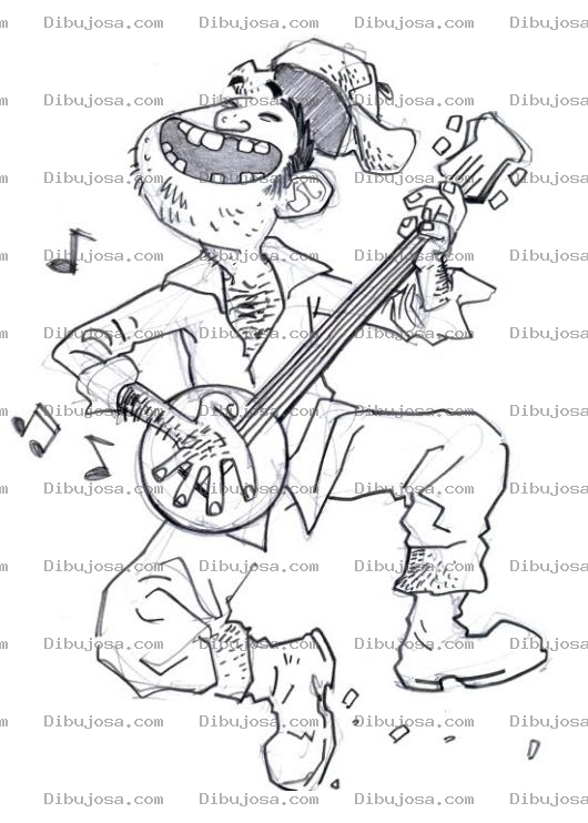 Dibujo para colorear Colorear Hombre Tocando El Banjo