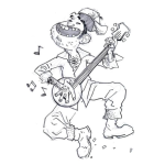 Dibujo para colorear Colorear Hombre Tocando El Banjo