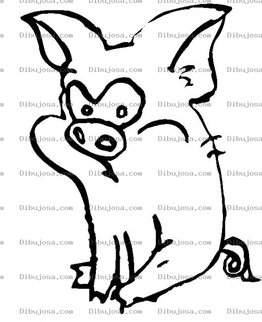 Dibujo para colorear Colorear Cochinito Enojado