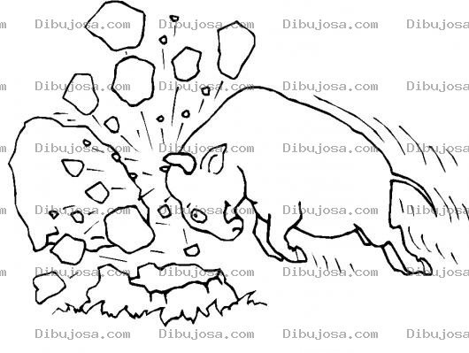 Dibujo para colorear Colorear Toro Destruyendo Una Roca