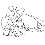 Dibujo para colorear Colorear Toro Destruyendo Una Roca